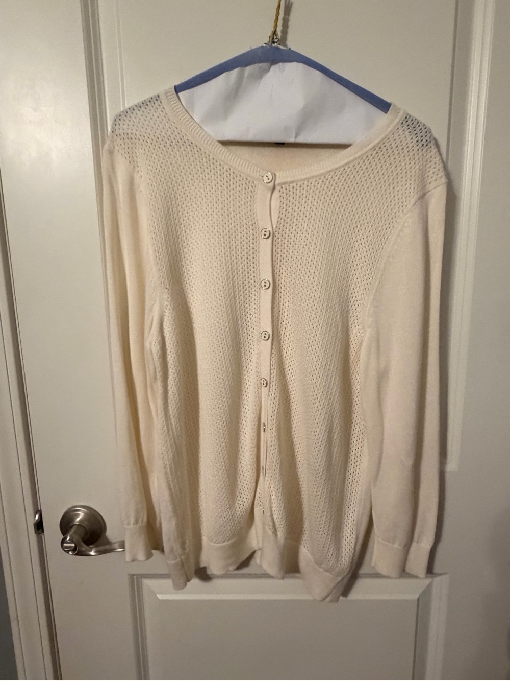 The Limited Cream Button-Front Open-Knit Cardigan